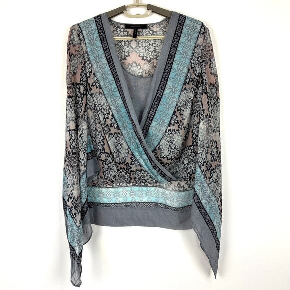BCBGMaxAzria Kasia Silk Handkerchief Blouse XS flowy bell sleeves fairy ethereal - Picture 2 of 10